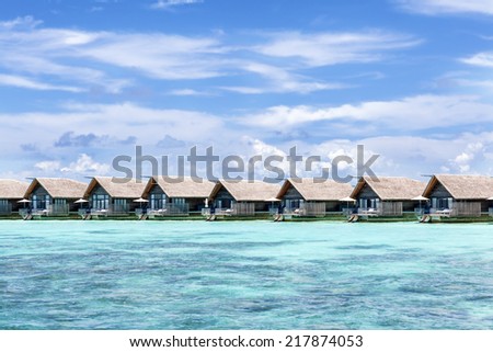 Luxury hotel\'s rooms at the water, Maldives islands