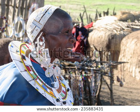 TANZANIA, AFRICA - NGORONGORO, 26 JANUARY 2006. Masai women with traditional ornaments