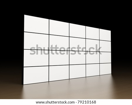 Video wall on wooden surface