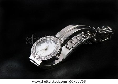 closeup of the  luxurious lady\'s  watch