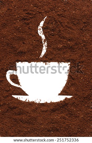 ground coffee  background with white cape silhouette