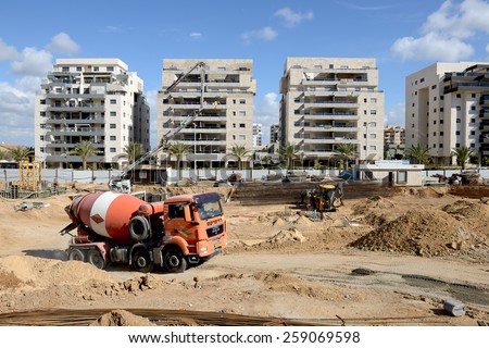 ASHKELON, ISRAEL- MARCH 02, 2015:construction activity in Ashkelon, Israel.Ashkelon is a developing city on the coast of Mediterranean sea