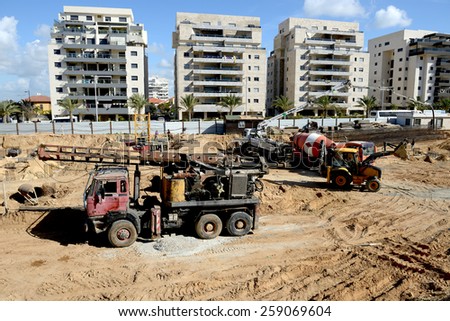 ASHKELON, ISRAEL- MARCH 02, 2015:construction activity in Ashkelon, Israel.Ashkelon is a developing city on the coast of Mediterranean sea.