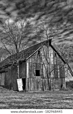 A black and white of State Road north of Hale Missouri