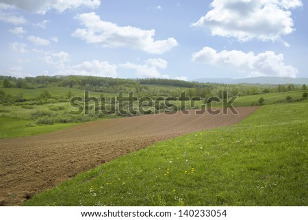 Tilled field on a beautiful sunny day, Croatia, Grabovac/ Cultivated Land
