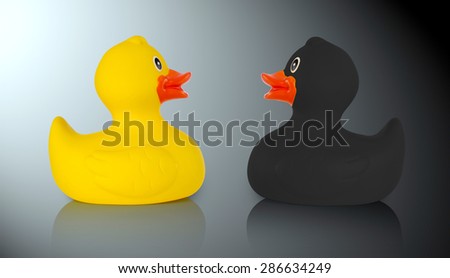 Black and yellow rubber ducks