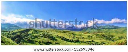 beautiful panorama of mountains, Nature background
