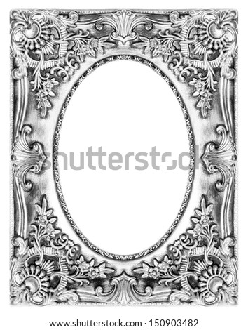 The antique picture frame on the white background