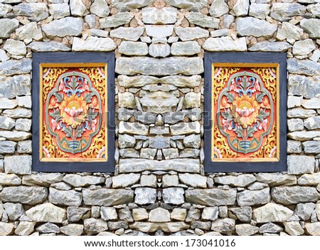 Picture frame isolated on stone wall background