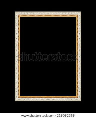 Picture frame carved wood frame Isolated on black background