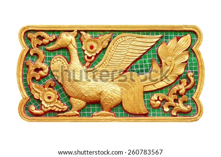 Traditional Thai style art of stucco 12 zodiac on the wall in temple, Thailand