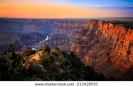 The River Through the Grand Canyon at Sunset, Grand Canyon National Park, Arizona