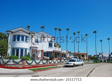 luxury house and limousine in california