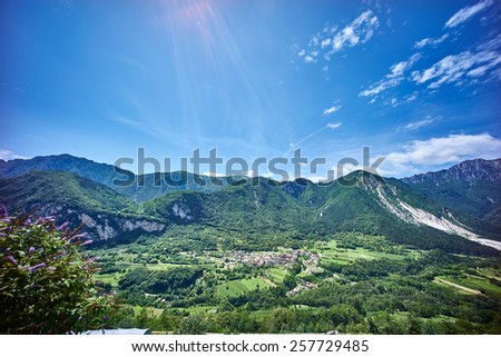 mountain landscape with village