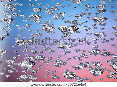 lots of diamonds on a colorfull background with clipping path
