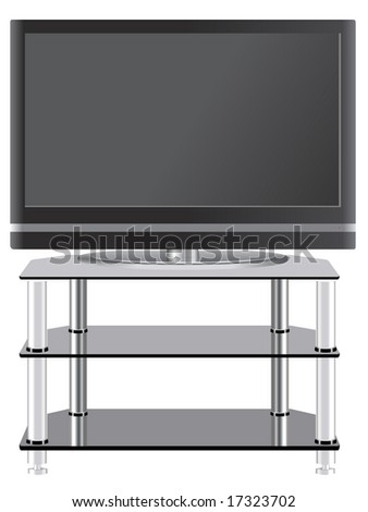 Flat Screen Cart on Flat Panel Television On Modern Tv Stand Stock Vector 17323702