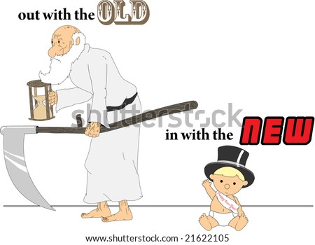 stock vector : Father Time and Baby New Years