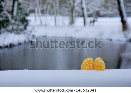 Easter eggs in the snow