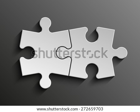 Two sided 3D puzzle presentation infographic template with explanatory text field for business statistics Two sided 3D puzzle presentation infographic template with explanatory text field for business statistics