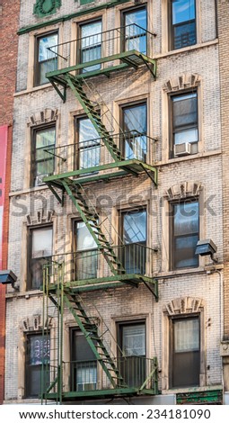 emergency ladder in building of new york city