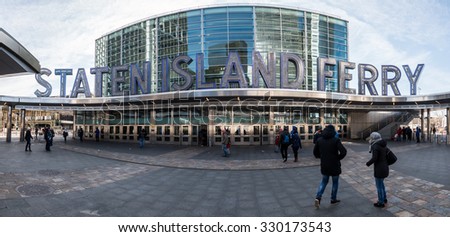 NY - MANHATTAN - 01 JAN 2015: Staten Island Ferry terminal placed in Manhattan downtown