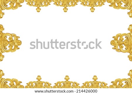 Vintage gold picture frame isolated on white background Stock Photo