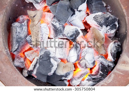fire hot on stove charcoal for cooking
