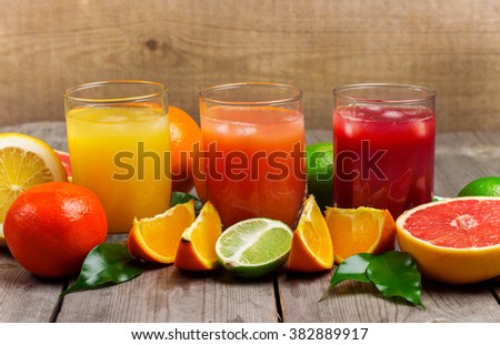 Assortment of fresh juices