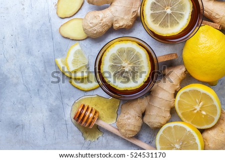 Ginger tea in a glass for flu cold winter days