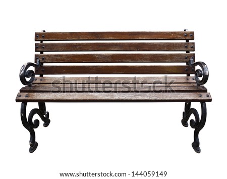 Isolated Park Bench On White Background.