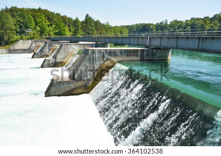 Dam of power sation across Rhine river