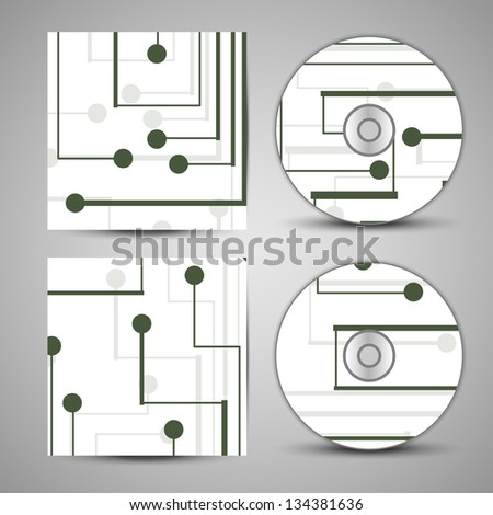 Vector cd cover  set for your design, circuit board Illustration.