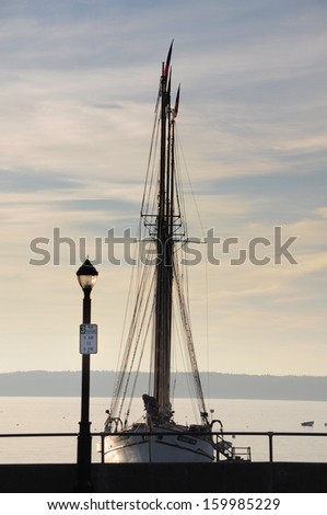 A schooner docked at Bar Harbor Maine