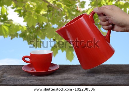 Hot drink served to someone in spring time.