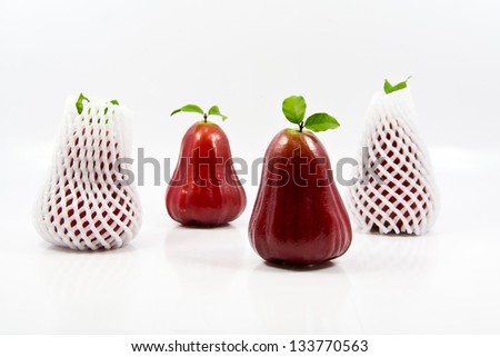 Rose apple packaging on a white background.