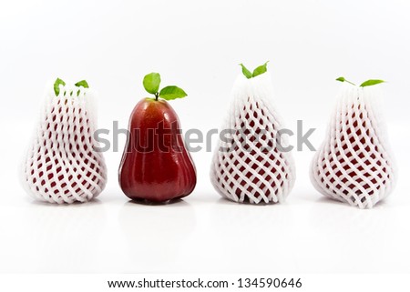 Rose apple packaging on a white background.