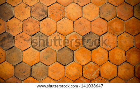 clay.Terracotta floors.Surfaces walkways made of