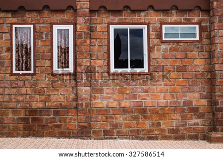 Windows on a beautiful brick wall.The exterior of the building work