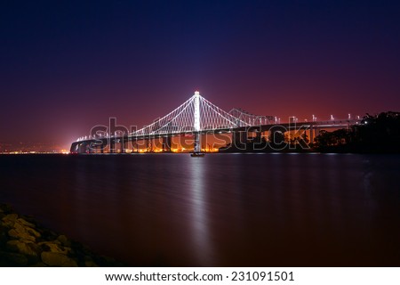 The new span of the Bay Bridge with Treasure Island and Oakland in the background
