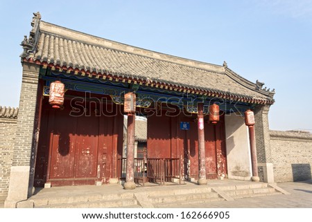 HARBIN, CHINA - NOVEMBER 5: Ancient Chinese building in Daotaifu (Guandao), Built in 1905, repaired and expanded in 2005. NOVEMBER 5, 2013 in Harbin City, Heilongjiang Province, China.