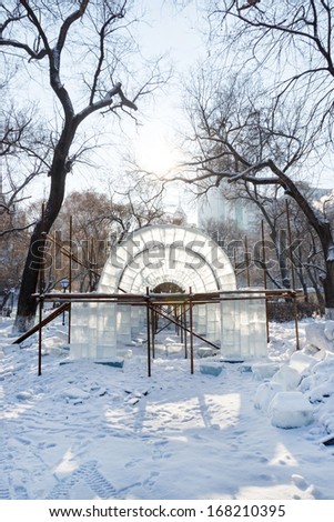 Building Harbin Ice-Lantern Show. Located in Harbin City, Heilongjiang Province, China.