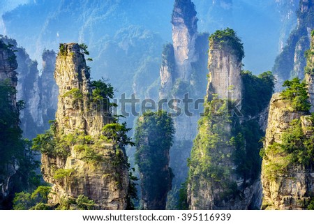 Landscape of Zhangjiajie. Located in Wulingyuan Scenic and Historic Interest Area which was designated a UNESCO World Heritage