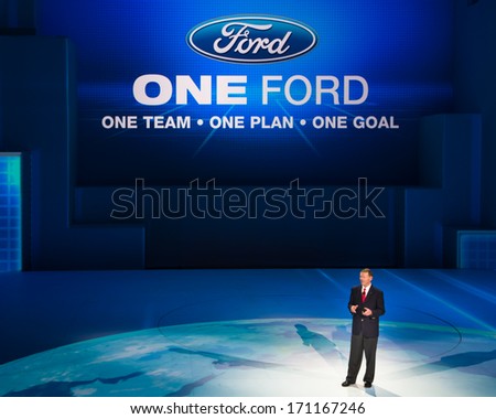 Detroit, Mi/Usa - January 13: Alan Mulally, Ceo Of The Ford Motor Company Presents At The North American International Auto Show (Naias) On January 13, 2014, In Detroit, Michigan.