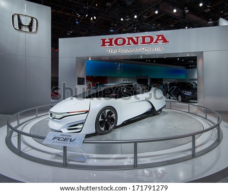 Detroit, Mi/Usa - January 15: The Honda Fcev Concept Car At The North American International Auto Show (Naias) On January 15, 2014, In Detroit, Michigan.