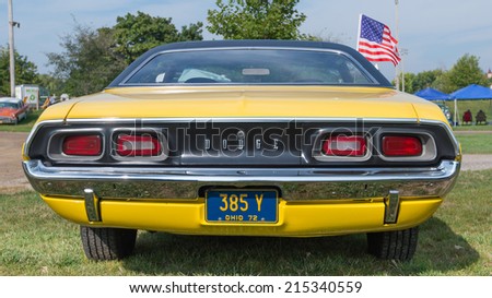 FRANKENMUTH, MI/USA - SEPTEMBER 5, 2014: A 1972 Dodge Challenger car at the Frankenmuth Auto Fest.