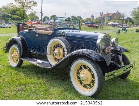 FRANKENMUTH, MI/USA - SEPTEMBER 5, 2014: A 1930 Ford car at the Frankenmuth Auto Fest.