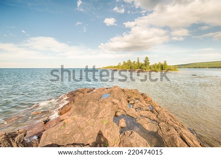 Porter\'s Island and Lake Superior, North Shore Trail, Hunters Point Park, Copper Harbor, MI