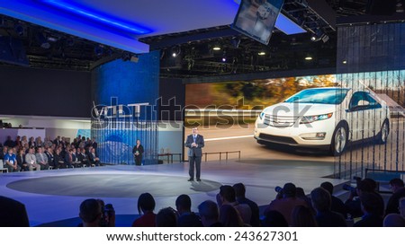 DETROIT, MI/USA - JANUARY 12, 2015: GM North America President Alan Batey / 2016 Chevrolet Volt reveal at the North American International Auto Show (NAIAS).