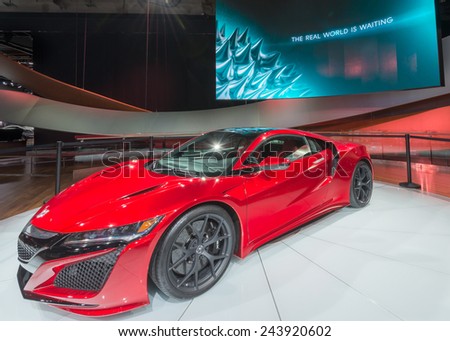 DETROIT, MI/USA - JANUARY 13, 2015: Acura NSX car at the North American International Auto Show (NAIAS), one of the most influential car shows in the world each year.