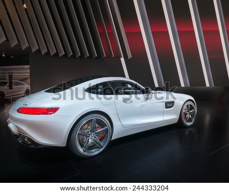DETROIT, MI/USA - JANUARY 14, 2015: Mercedes AMG GT  S car at the North American International Auto Show (NAIAS), one of the most influential car shows in the world each year.
